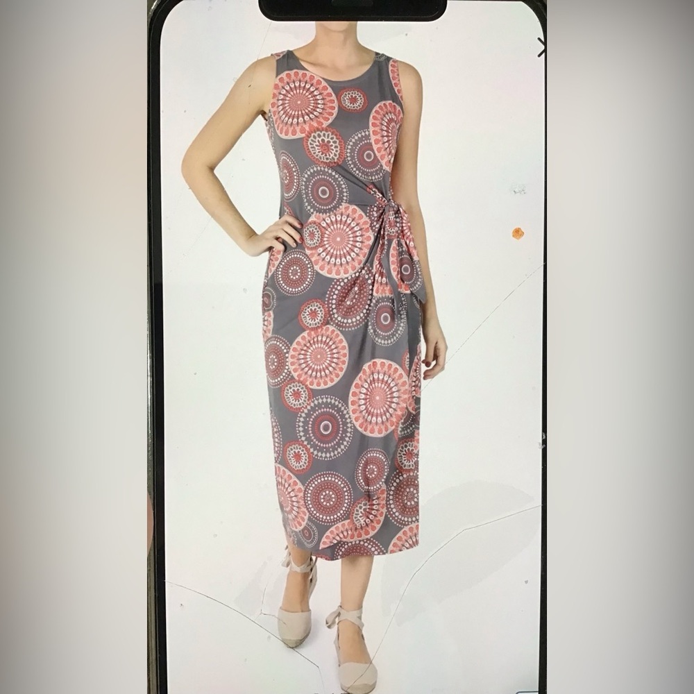 ROBBIE BEE LONG MAXI TANK DRESS WOMEN SLEEVELESS ROUND NECK Sz 1X MedallionPrint
